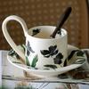 Retro French Style Ceramic Coffee Cups Light Luxury Hotel Afternoon Tea Exquisite Flowers Coffee Cup Home Breakfast Yogurt Cup