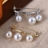 2pcs Brooch Men And Women Are Suitable For Simple Note With Pearl Pendant Anti Walking Buckle Corsage Jewelry