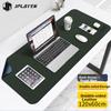 Double-Sided Desk Mat Mouse Pad, 120*60cm Laptop Keyboard Pad, Writing Desk Mat, Waterproof Pad, Leather Customizable, Dark Green + Royal Blue