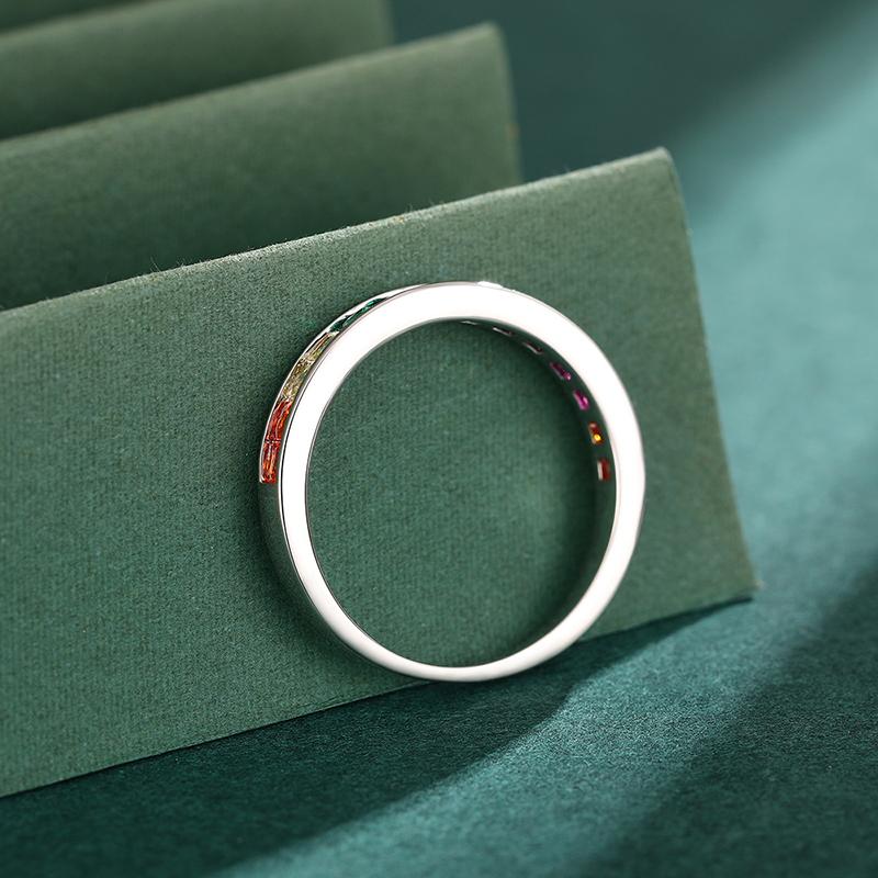 Яркое квадратное цветное циркониевое тонкое кольцо Модное кольцо на палец Ювелирные изделия для повседневной жизни Универсальные стильные аксессуары Подарок