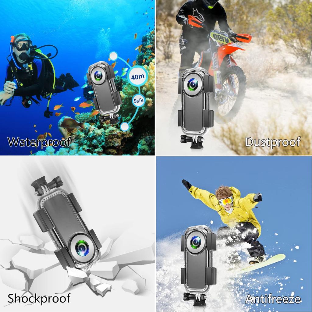 Underwater Housing for ONE Transparent Diving Case Waterproof Depth Camera Case for Diving Snorkeling Swimming X2, 40m/131ft