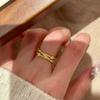 Open Ring Italian Luxury Brushed Trio Stackable Women Ring with Micro Inlay Elegant and Versatile