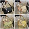 with Ribbon PU Leather Shoulder Bag Korean Style Chain Crossbody Bag Small Square Bag  Outdoor