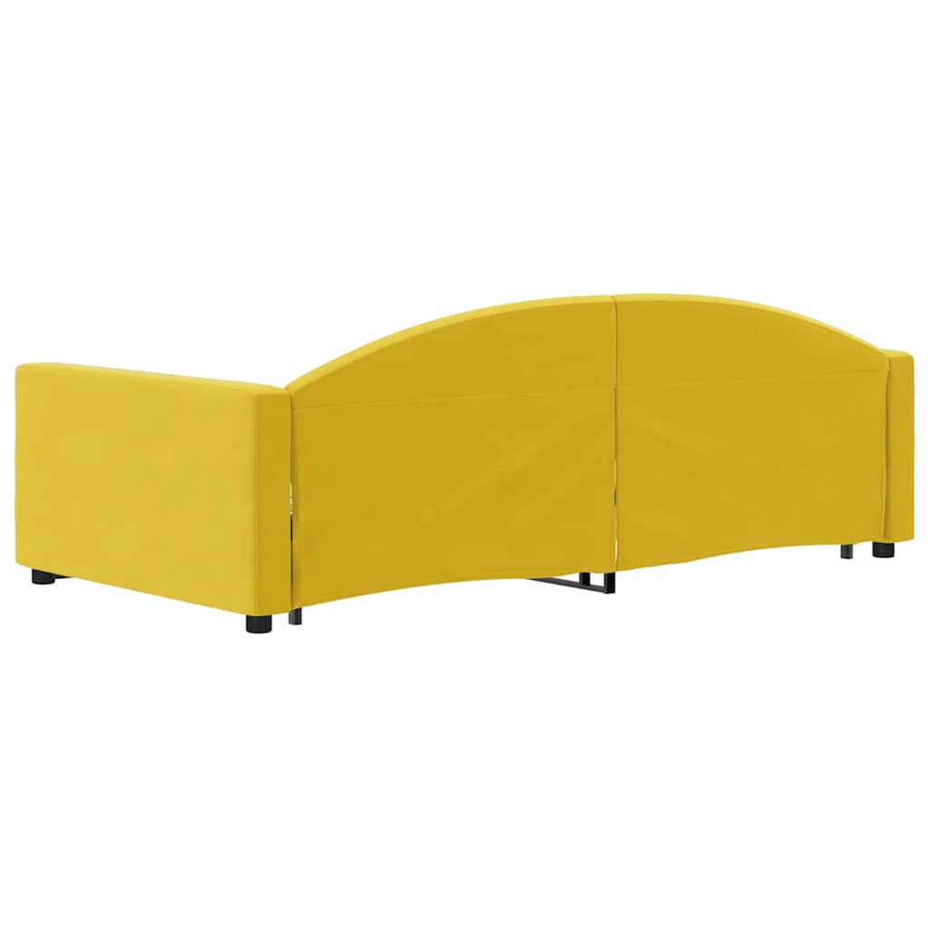 Pull Out Daybed with Drawers Yellow 100x200 cm Velvet