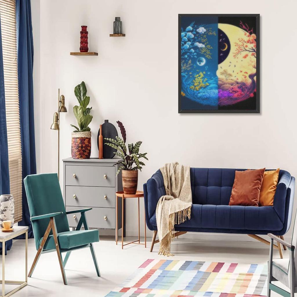 Алмазная картина Пейзаж Полная круглая луна Вышивка крестиком Дерево Мозаика Ремесленный Декор для дома 30x40 см/12x16 дюймов