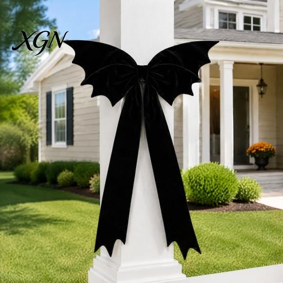 Christmas Tree Hanging Decor Halloween Bat Bow Garden Decor, Topper Ornament Versatile Party Supplies for Party, Spooky Holiday Decoration,