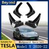 4Pcs Car Mud Flaps For Tesla Model Y 2022 Accessories Mudguards Splash Guards Fender Front Rear Wheel Mudguard Carbon Fiber