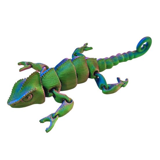 3D Printed Lizard Articulated Chameleon Ornament Desktop Decoration Flexible Animal Figurine Lizard Fidget Toy for Kids Adults Stress Relief