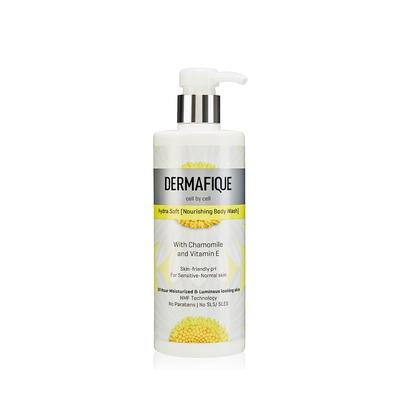 Dermafique Hydra Soft Питательный гель для душа - 500 мл, Гель для душа для женщин и мужчин, Без парабенов/SLS/SLES, С витамином E и ромашкой, Подходит для чувствительной кожи