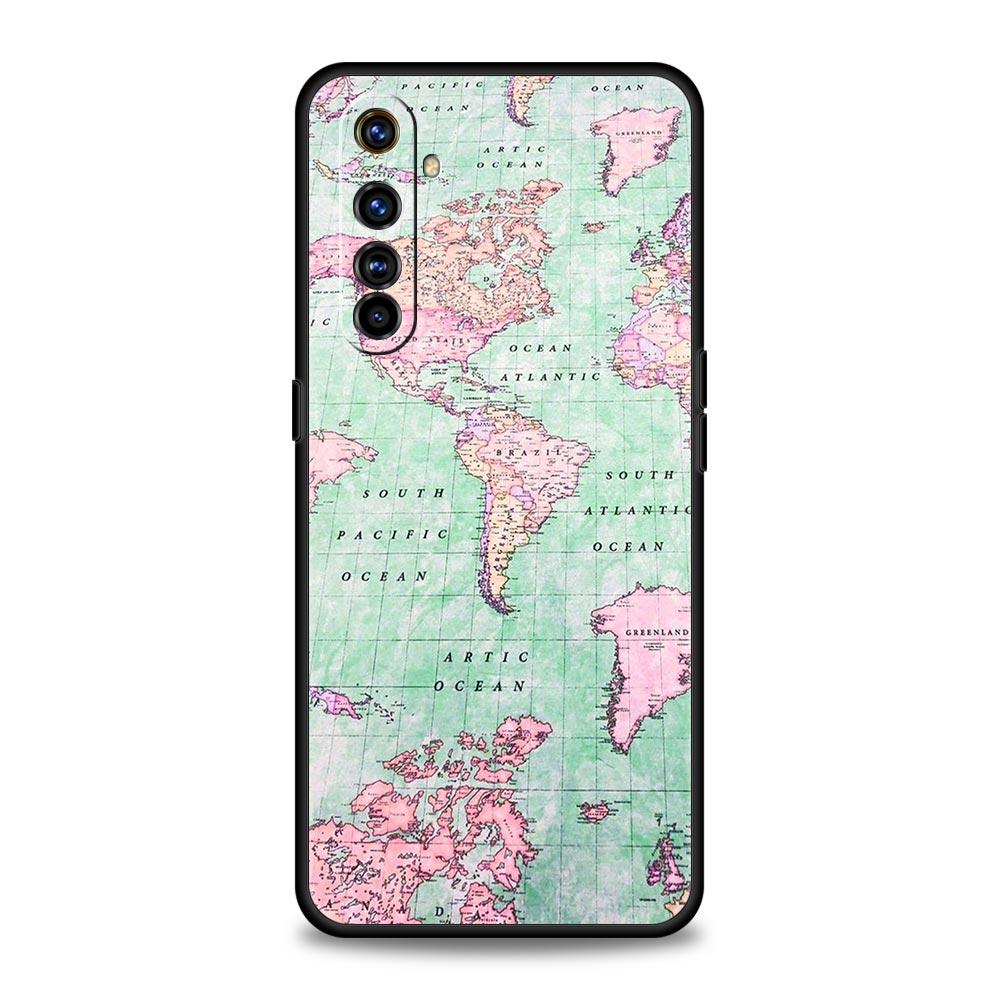 For Realme 10 9 8 5G 7 6 GT2 Pro Plus 9i 8i C21 C11 C25 C35 Airplane World Map Travel Phone Case For Realme GT Neo 2 3 3T Cover