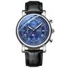 Starry Sky Watch Genuine Leather Strap Roman Alphabet Analog Display Luminous Calendar Moon Phase 3ATM Waterproof Quartz Leisure Business Stylish