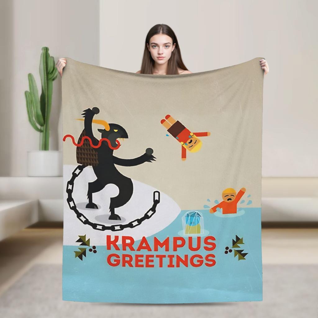 Merry Krampus Horror Blanket Travel Office Flannel Throw Blanket For Couch Chair Warm Design Quality Bedspread Gift Idea