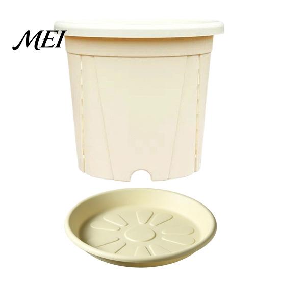 Professional Plant Growing Supplies Resin Flowerpot with Drainage Holes And Saucer, Breathable Pot for Indoor Outdoor Self Draining Nursery