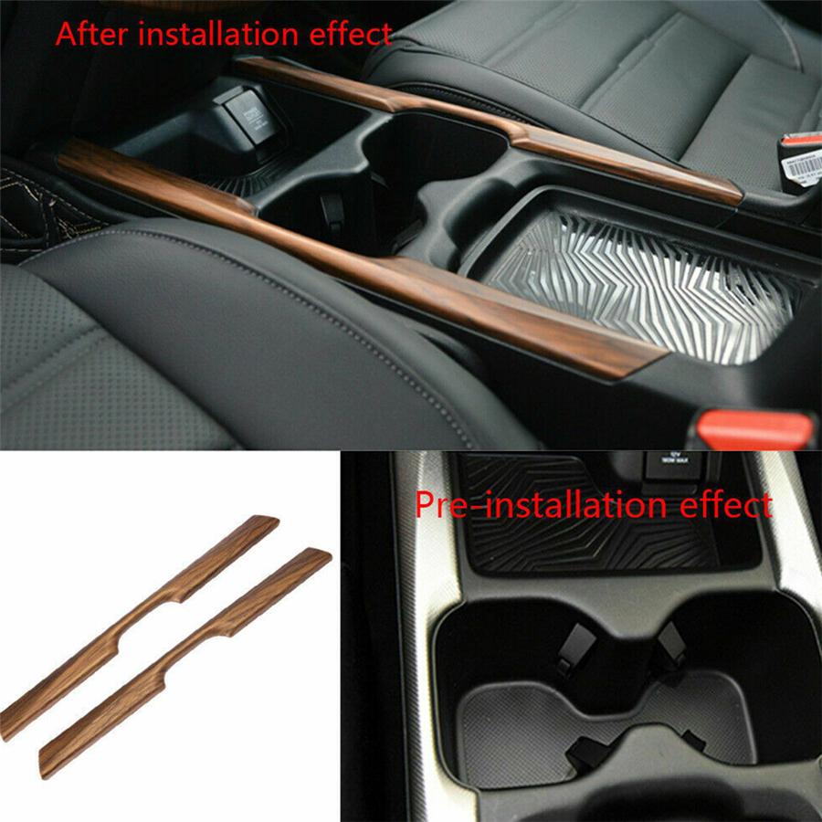 3 шт. Держатель для стакана с водой с отделкой в полоску под персиковое дерево и накладка на ручку переключения передач под дерево, подходит для Honda CR-V 2017-2019