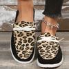 Stylish Leopard Print Canvas Shoes - Comfortable Casual Round Toe Lace Up Sneakers with Versatile Low Top Design, Breathable Fabric