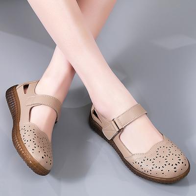Дышащие мягкие сандалии на плоской подошве из натуральной кожи, летняя женская обувь, женские повседневные однотонные женские сандалии с пряжкой и ремешком