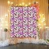 6Pcs Flower Wall Panel, Floral Backdrop with Pink Purple White Roses, Artificial Faux Flower Decor for Wedding Party, Home Decor