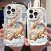 Cream Wave Curved Silicone Glossy Soft Case Chinese Dragon Printed Shell Mobile Phone Back Cover for iPhone Samsung Xiaomi