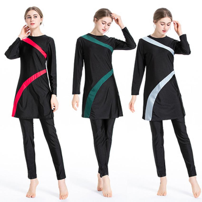Women's High Elasticity Swimsuit Muslim Beach Swimwear Burkini Full Cover Islamic Beachwear