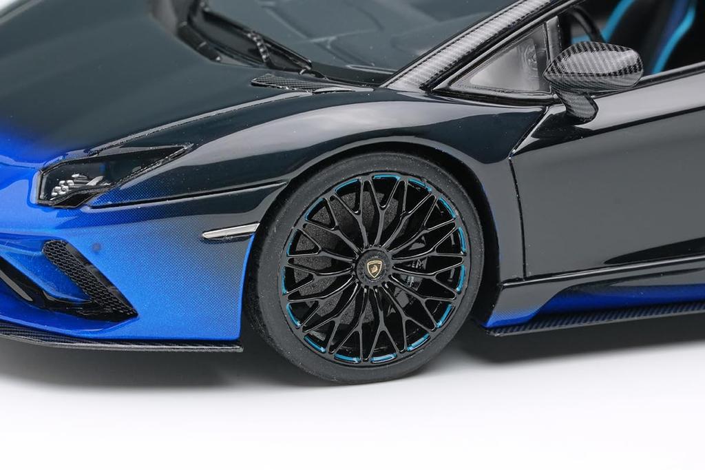EIDOLON Scale Lamborghini Aventador S Roadster 50th Anniversary Japan 2018 Blue Gradient Finished Model EM767A 1/43 Renaissance/Black