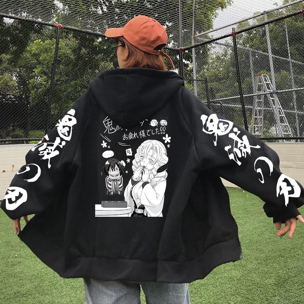 Аниме Demon Slayer Kanroji Miritsu толстовки с забавным принтом Iguro Obanai винтажные трендовые уличные модные толстовки на молнии для мужчин и женщин
