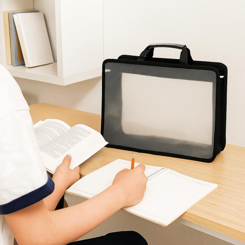 Large Capacity Students Portable Bag Waterproof File Storage Bag Transparent A4 Handbag School