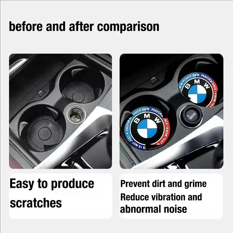 KXUOB1 Car Sticker 2/4Pcs Car Coasters Silicone Anti-Slip Water Cup Mat Drink Pad For BMW 1 3 4 5 7 Series X3 X5 X7 G30 G32 G01 G02 G05
