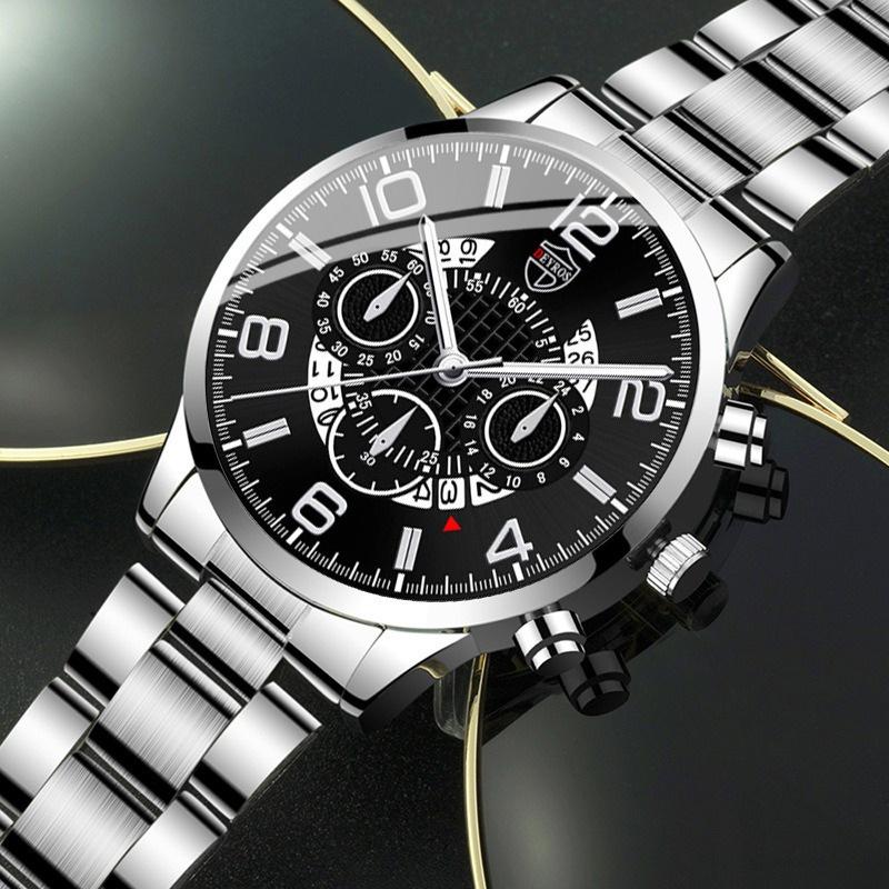 Набор из 3 предметов, роскошные деловые мужские золотые наручные часы из нержавеющей стали с указателем даты, кварцевые наручные часы для мужчин и браслет-ожерелье
