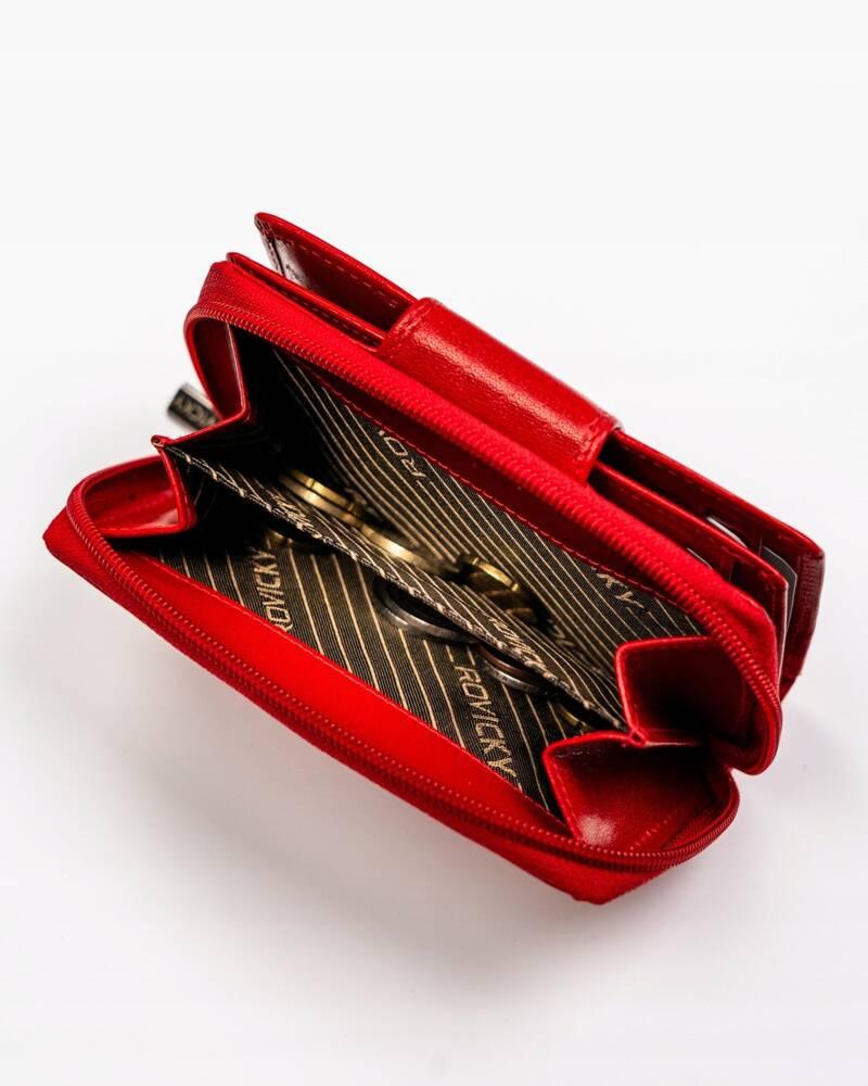 Women's wallet made of genuine leather with a zipper and snap closure - Rovicky