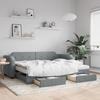VidaXL Daybed with Trundle and Drawers Light Grey 100x200 Cm Fabric 3197693