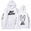 Толстовки с капюшоном «Rapper Bad Bunny» с принтом кролика для мужчин и женщин в стиле уличной одежды в стиле хип-хоп с капюшоном, толстовки с капюшоном, свитера, унисекс, спортивный костюм, одежда