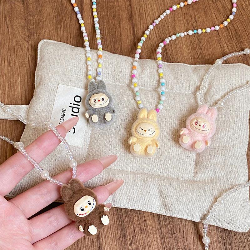 Colorful Labubu Bead Necklace for Women 2025 New Popular Fashion Accessory Niche Design Collarbone Chain