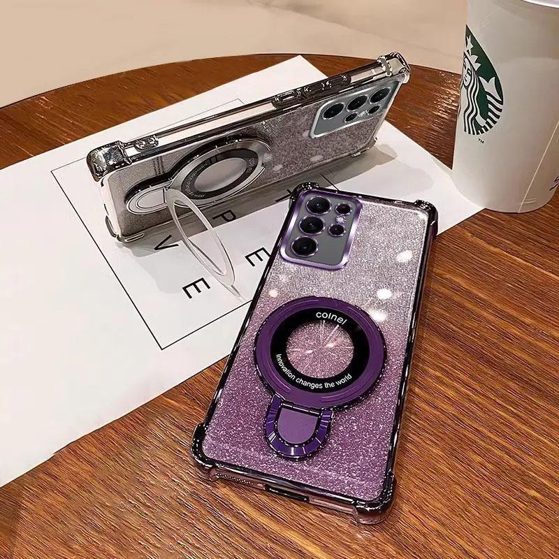 Для Xiaomi 15 14 13 Ultra 13T 14T 12T 12 Pro 15Pro Mi 15Ultra Чехол Противоударный Блестящий Гальванизированный Магнитный Держатель Браслет Крышка