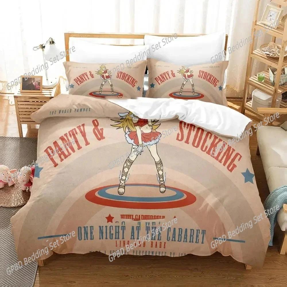 Аниме Чулки Колготки Подвязки Постельное Белье Пододеяльник Комплект Постельного Белья Покрывало Наволочка Одеяло Размер King Queen Мальчики Взрослые
