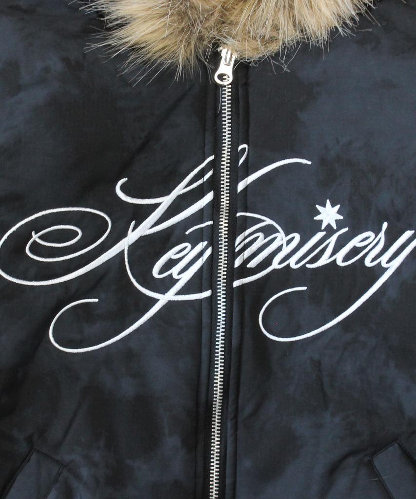 Keymisery Crop Fur Hooded Ma-1 (Black)