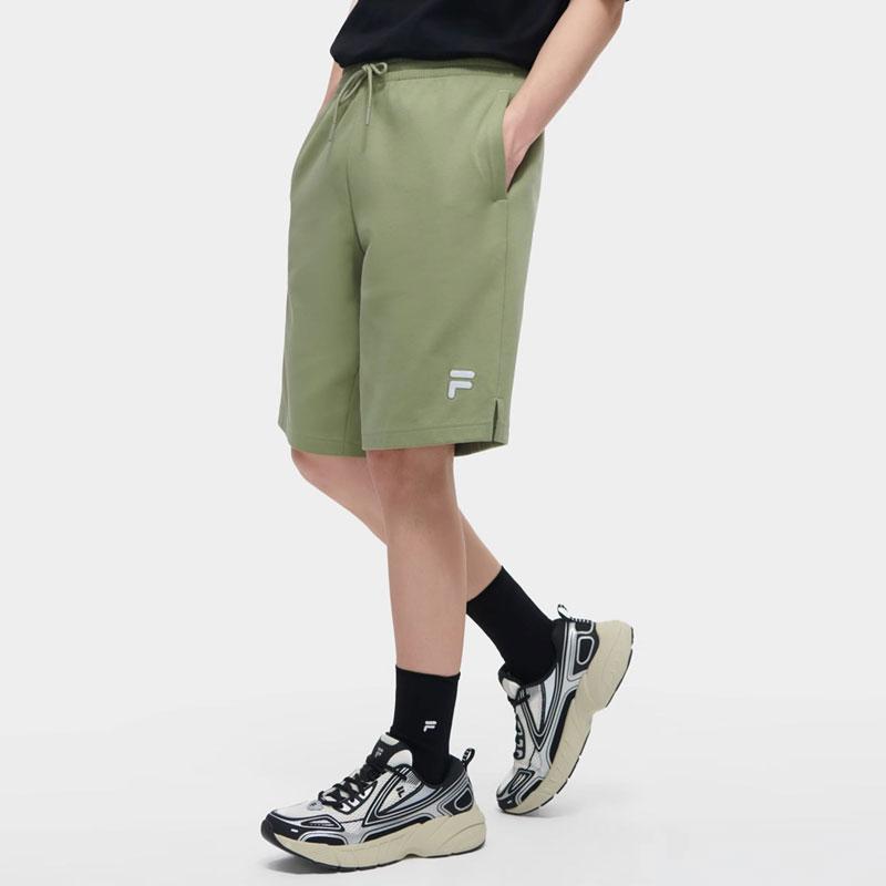 Fila Fusion FOB Печатный логотип Вязаные прямые повседневные шорты Унисекс шорты Роскошный-Зеленый T11U423603F-GN
