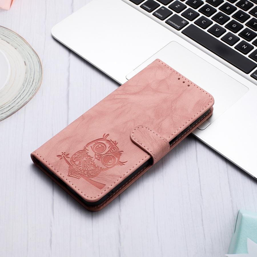 Чехол для телефона с рельефным рисунком совы для Xiaomi Redmi Note 14 14S 13 12 12S 11 10 Redmi 14C 13C 12 12C 10C 9C, чехол-кошелек с ремешком на запястье для Poco C75 C61 M7 X6