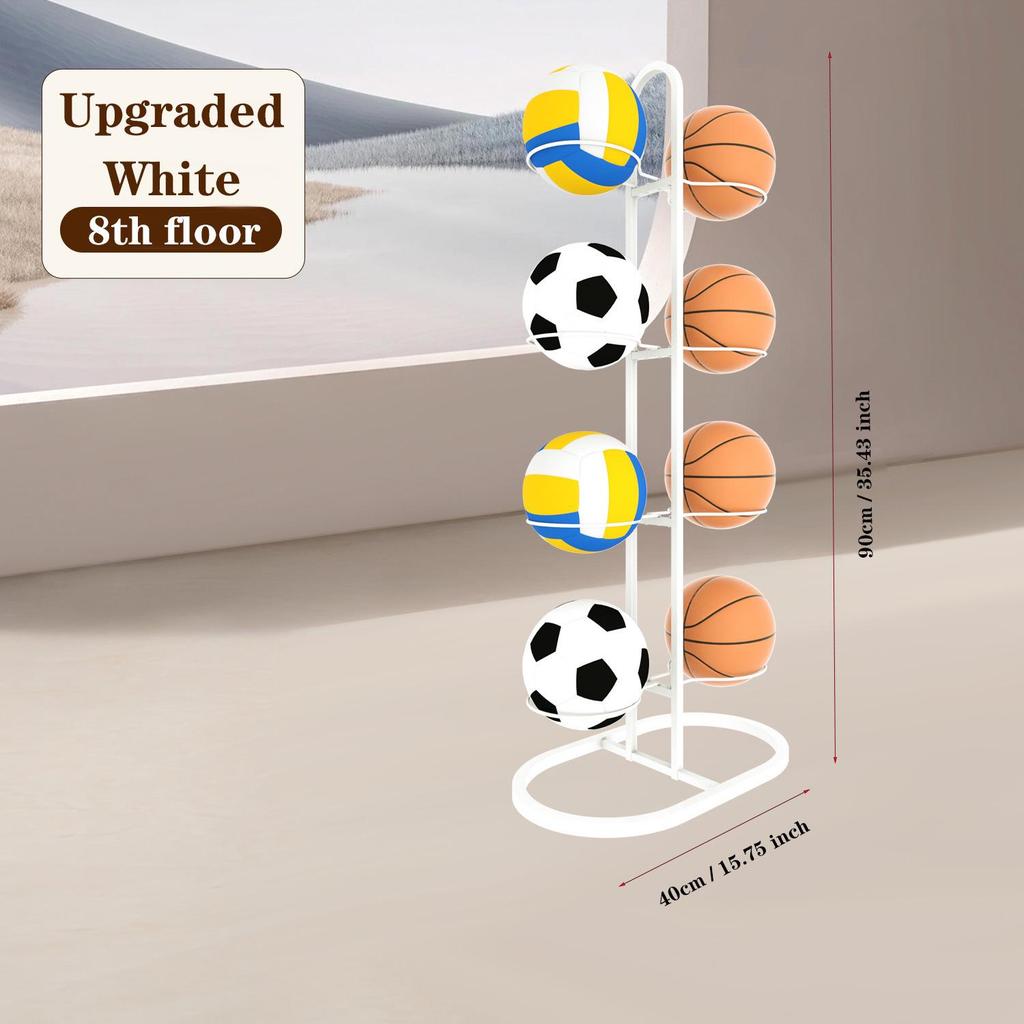 Foldable Floor-Standing Ball Storage Rack for Indoor Sports Equipment