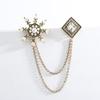 Baroque Rhinestone Pearl Corsage Necklace Brooch - Retro British Court Suit Accessory
