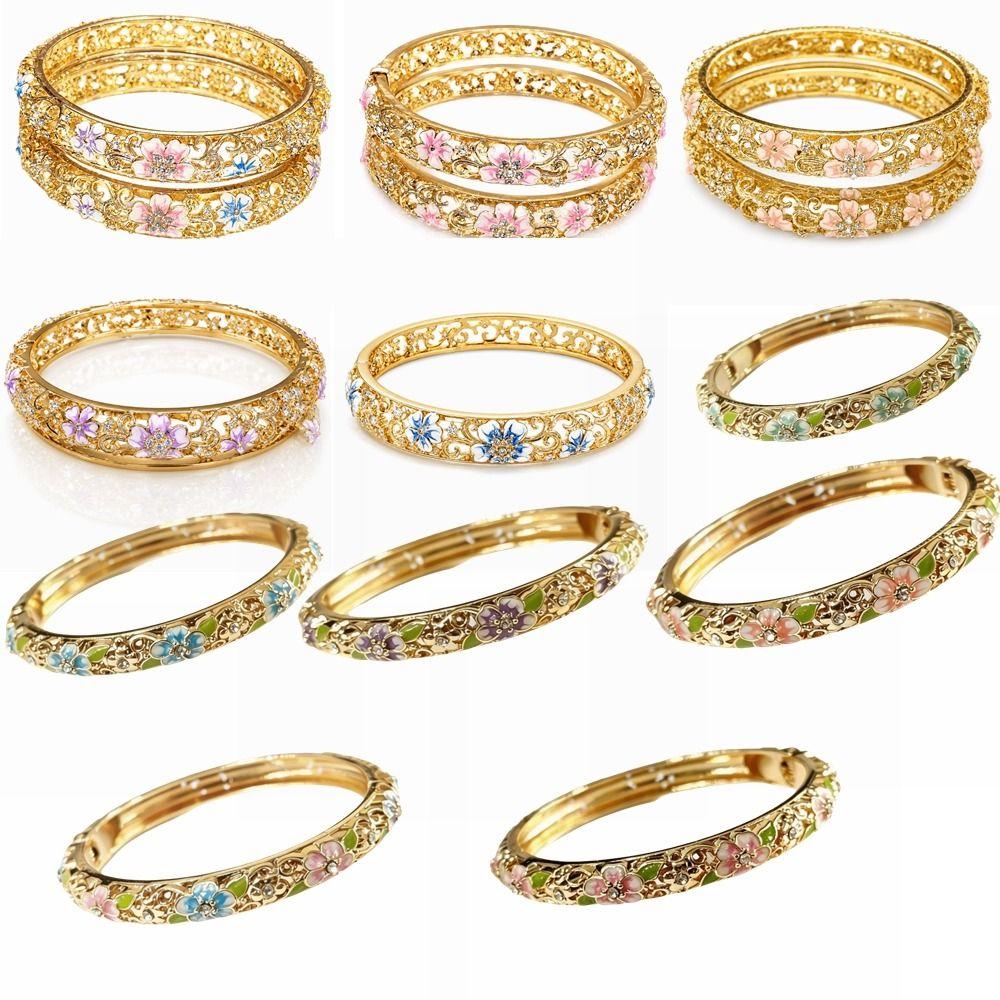 Colorful Vintage Cloisonne Bangle Traditional Enamel Bangle Openwork Engraving Flower Bangle Women