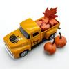 Metal Truck Model Collectible Ornaments with Fall Pumpkin And Maples Leaf Design For Seasonal Home Fireplaces Decoration