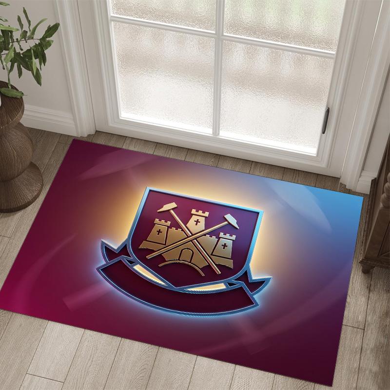 West Ham United Football Design Crystal Velvet Carpet Cozy Non?Slip Printed Rug For Bedroom Living Room Entrance