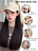 Synthetic Hat Wig 'LY' Embroidered Beige Duck Caps With Long Straight Hair Extensions For Women Hat And Wig In One Piece For Daily Use In Winter