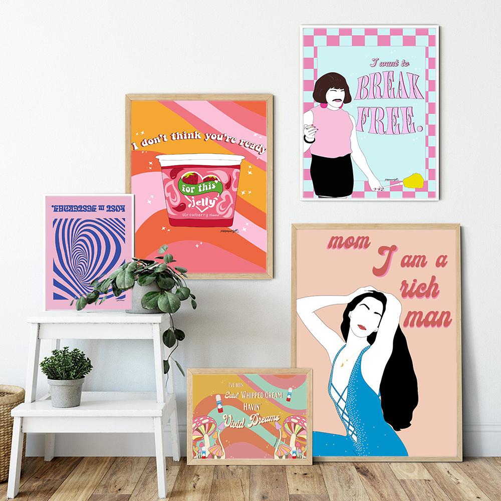 Funky Groovy феминизм принт плакат королева стены книги по искусству мама я богатый человек цитата холст картина кухня дискотека фреска клуб домашний декор