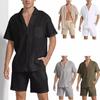 Summer Sports Short Sleeved Shorts Set Linen Loose Casual Men's Shirt Set Shirt & Shorts Combos Men’s