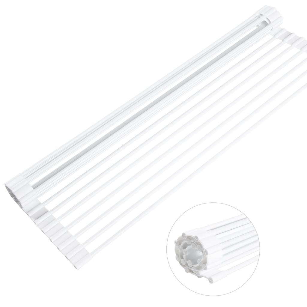 HEDONLEE Сушилка для посуды над складной сушилкой для посуды, место для посуды, нержавеющая, сушилка, раковина, складная, 5233 см, сушилка, сушилка, компактная, экономичная, силиконовая, (белый)