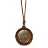 Aztec Calendar Stone Pattern Wooden Women's Jewelry Mayan Calendar Vintage Pendant Necklace