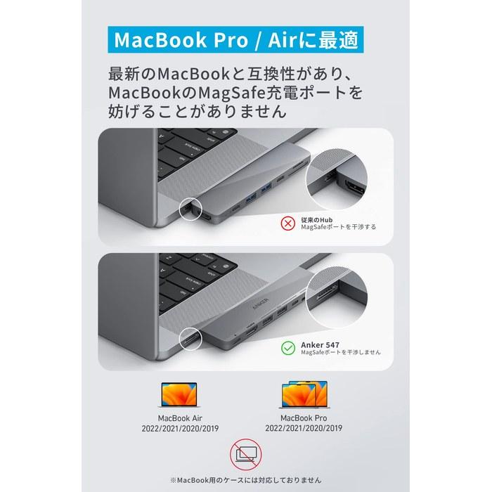 Концентратор USB-C Anker 547 (7-в-2, для MacBook) Thunderbolt 4 100 Вт USB PD 4K HDMI Слоты для карт microSD/SD Порты USB-C/A 5 Гбит/с Серый