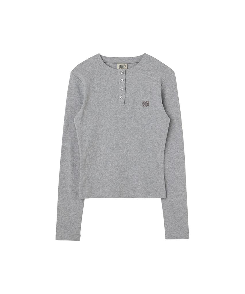 DANGLEDROP Dgdp Square Logo Slim Fit Long Sleeve_Melange Grey