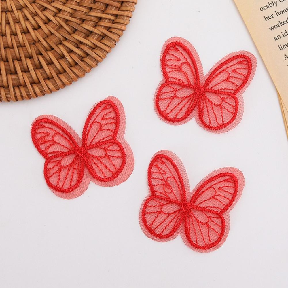 100pcs 4.5CM Chiffon Butterfly 3D Simulation Mesh Butterfly Patch Hair Clip Accessories